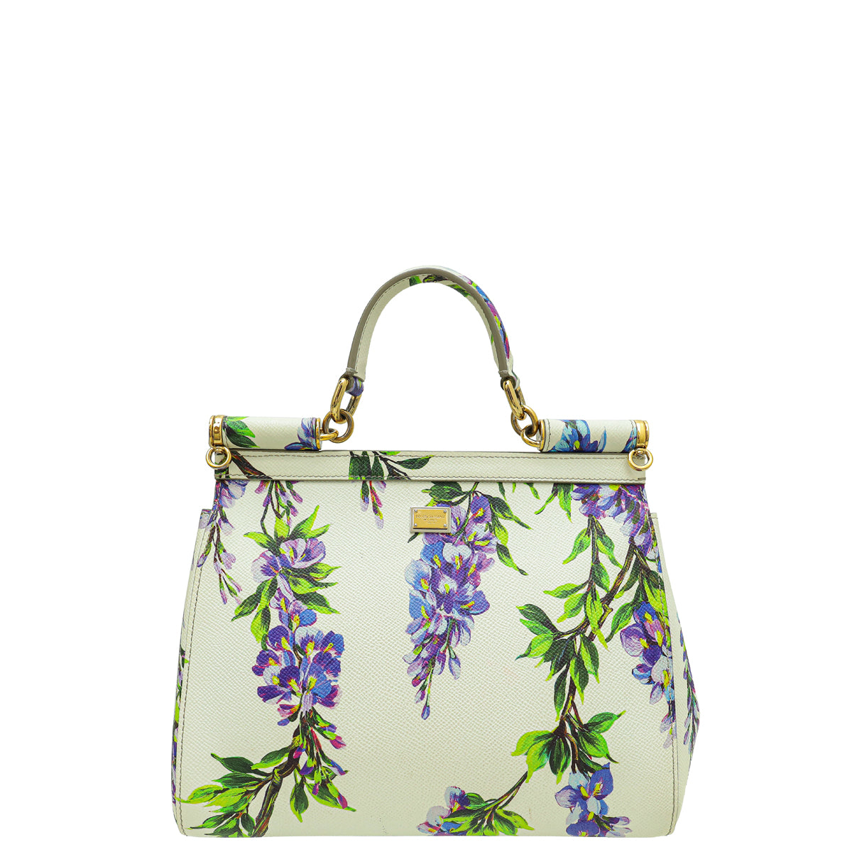 Dolce & Gabbana Tricolor Dauphine Wisteria Print Sicily Medium Bag-Dolce & Gabbana-THE CLOSET