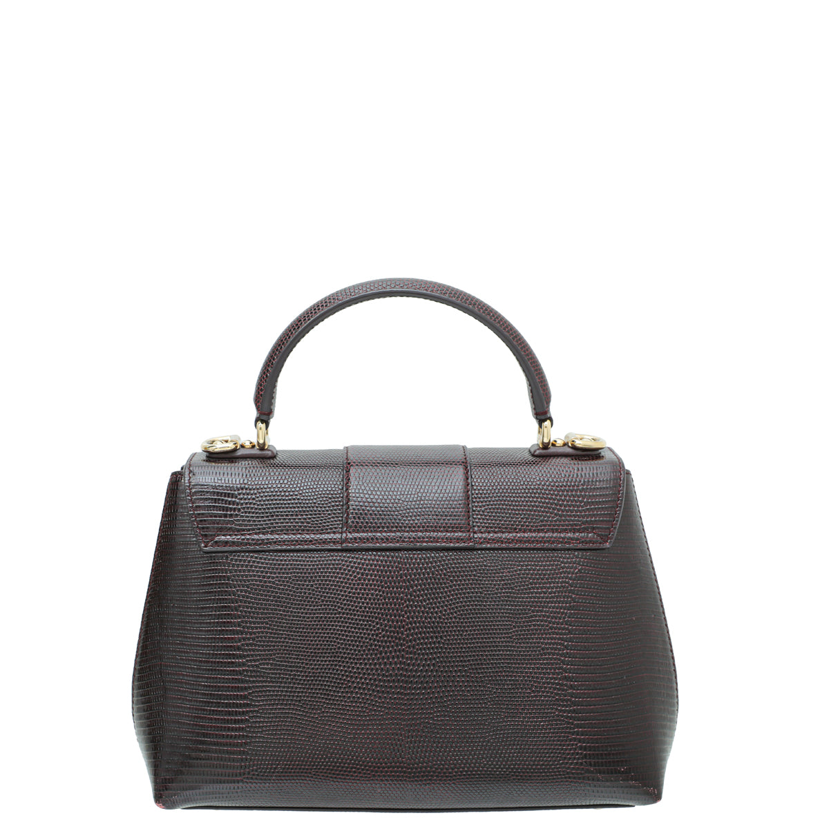 Dolce & Gabbana Burgundy Iguana Print Lucia Top Handle Bag-Dolce & Gabbana-THE CLOSET