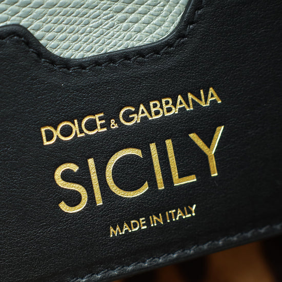 Dolce & Gabbana Gray Lizard Embossed DG Crystal Sicily Bag