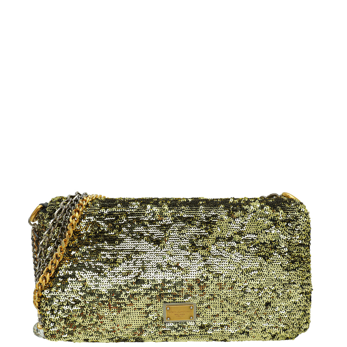 Dolce & Gabbana Gold Sequins Miss Charles Flap Bag-Dolce & Gabbana-THE CLOSET