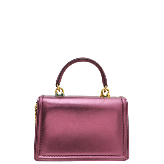 Dolce & Gabbana Metallic Violet Devotion Top Handle Chain Bag