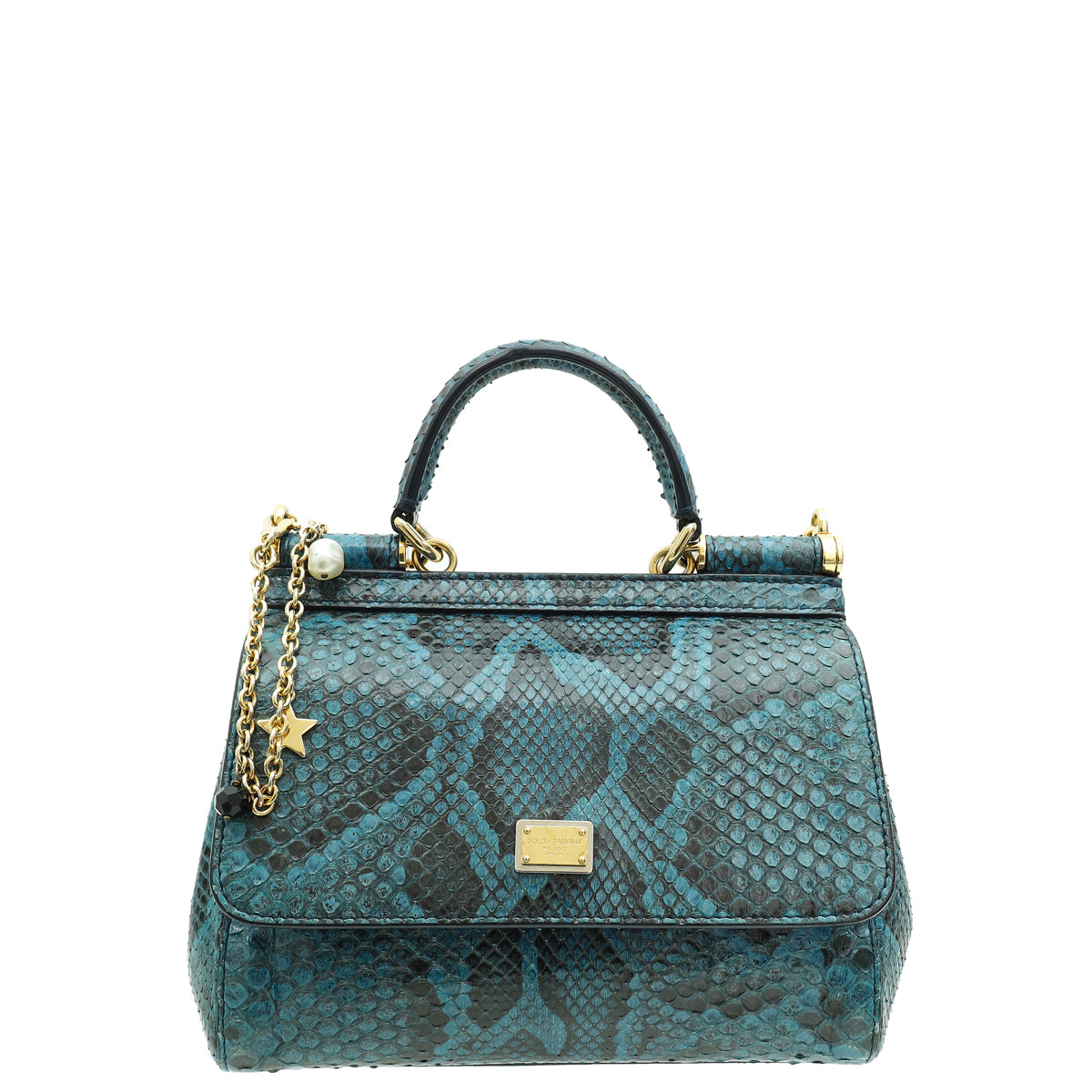 Dolce & Gabbana Blue Python Sicily Small Chain Bag-Dolce & Gabbana-THE CLOSET