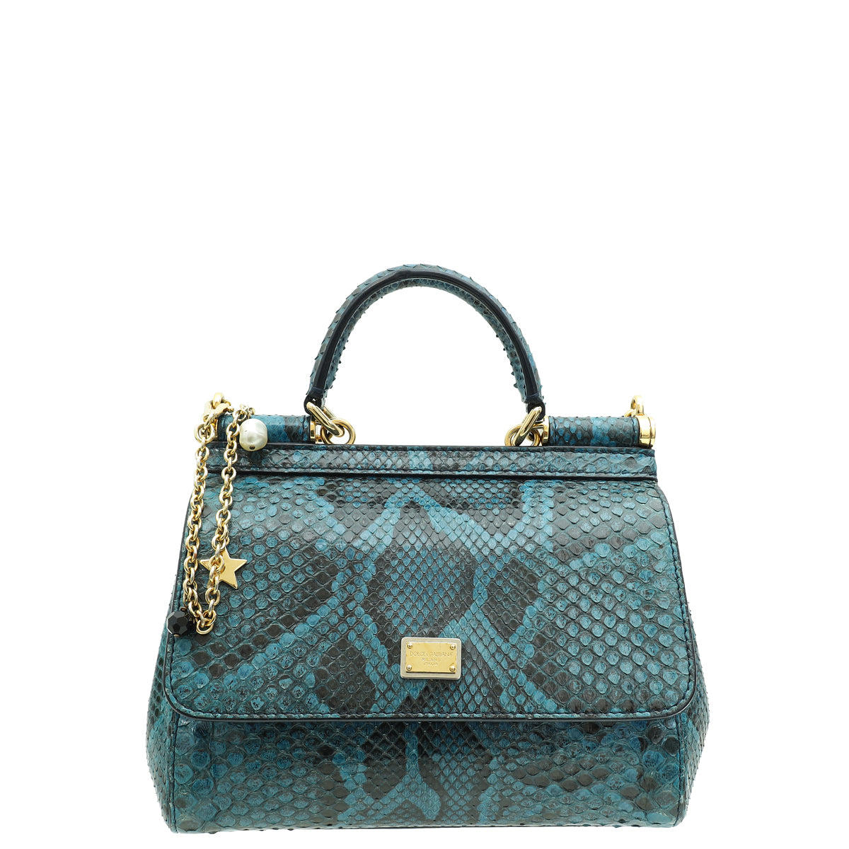 Dolce & Gabbana Blue Python Sicily Small Chain Bag