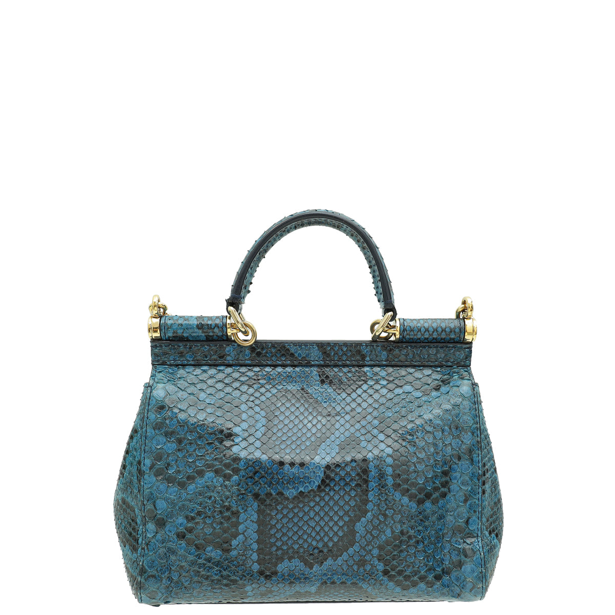 Dolce & Gabbana Blue Python Sicily Small Chain Bag-Dolce & Gabbana-THE CLOSET