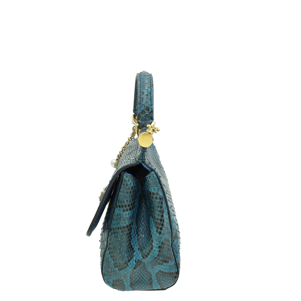 Dolce & Gabbana Blue Python Sicily Small Chain Bag