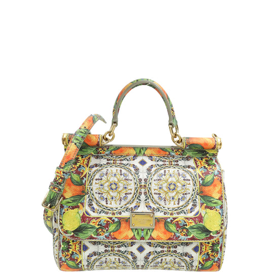 Dolce & Gabbana Multicolor Miss Sicily Printed Medium Bag