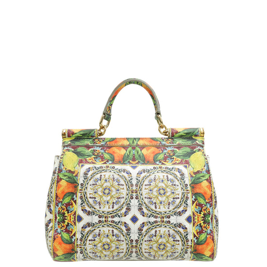 Dolce & Gabbana Multicolor Miss Sicily Printed Medium Bag