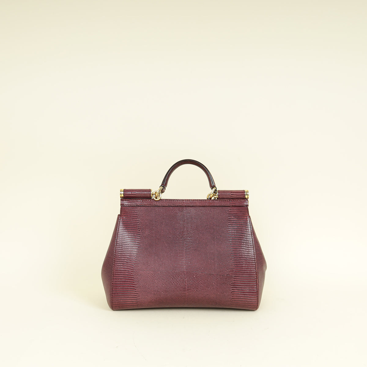 Dolce & Gabbana Burgundy Sicily Iguana Print Medium Bag