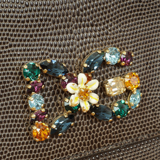 Dolce & Gabbana Dark Gray DG Crystal Medium Sicily Bag-Dolce & Gabbana-THE CLOSET