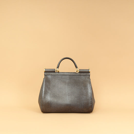 Dolce & Gabbana Dark Gray DG Crystal Medium Sicily Bag-Dolce & Gabbana-THE CLOSET