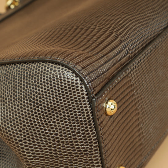 Dolce & Gabbana Dark Gray DG Crystal Medium Sicily Bag-Dolce & Gabbana-THE CLOSET