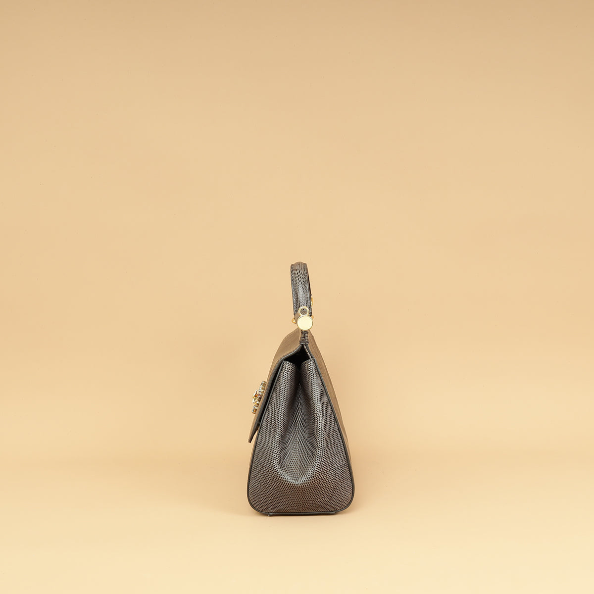 Dolce & Gabbana Dark Gray DG Crystal Medium Sicily Bag-Dolce & Gabbana-THE CLOSET