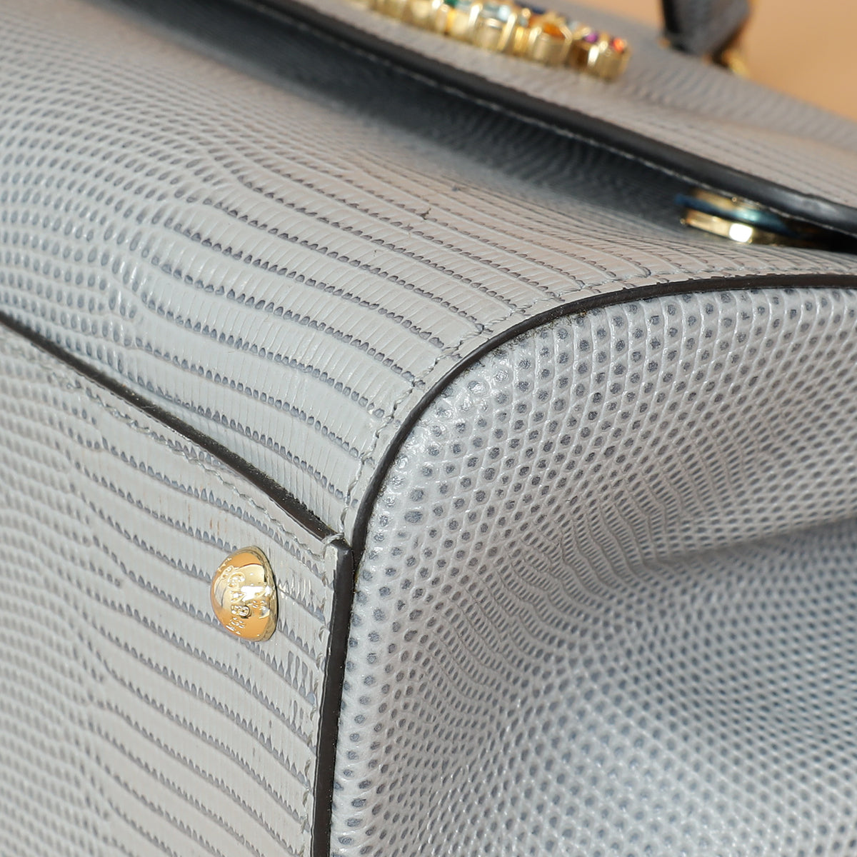 Dolce & Gabbana Light Gray DG Crystal Medium Sicily Bag-Dolce & Gabbana-THE CLOSET