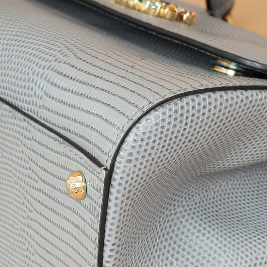 Dolce & Gabbana Light Gray DG Crystal Medium Sicily Bag-Dolce & Gabbana-THE CLOSET