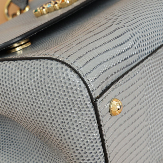 Dolce & Gabbana Light Gray DG Crystal Medium Sicily Bag-Dolce & Gabbana-THE CLOSET