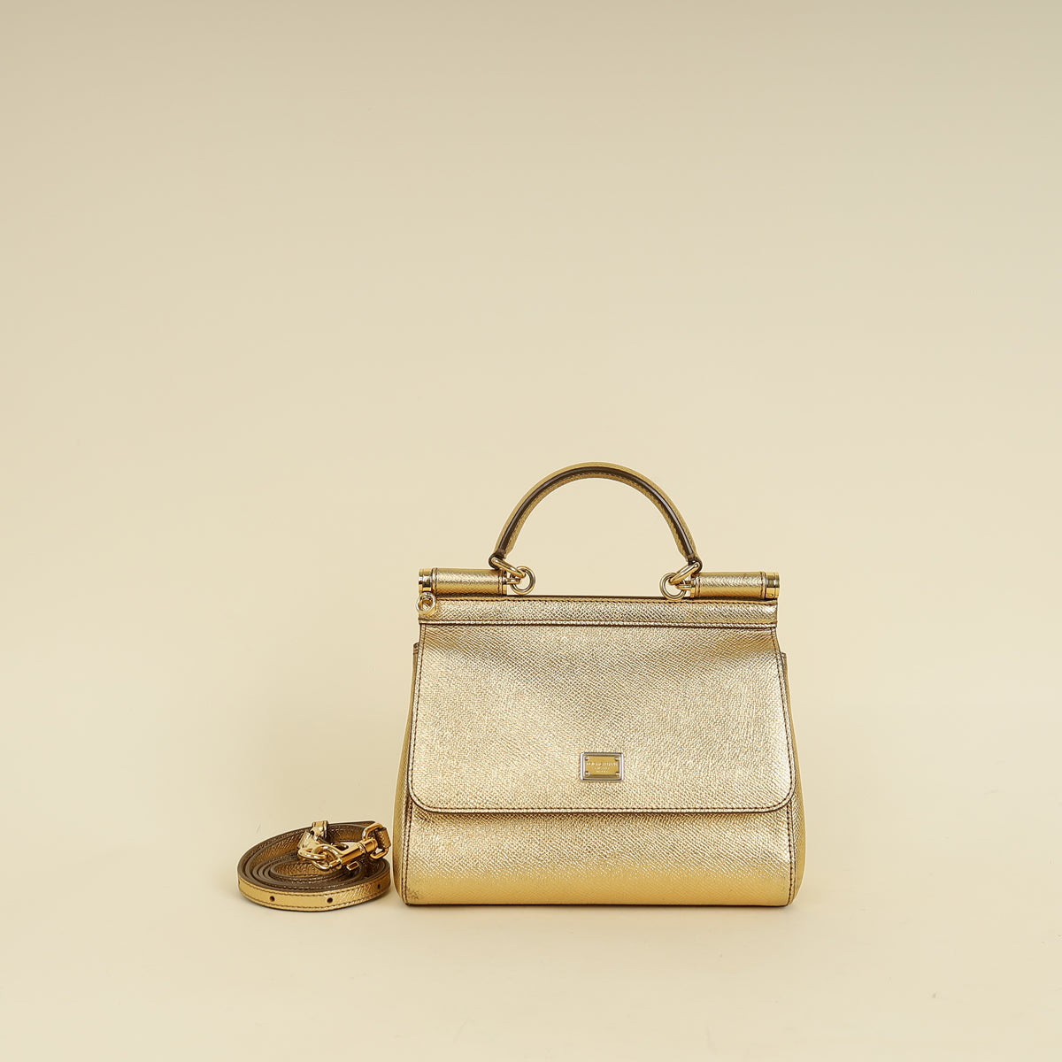 Dolce & Gabbana Metallic Gold Sicily Dauphine Small Bag-Dolce & Gabbana-THE CLOSET