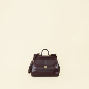 Dolce & Gabbana Burgundy Sicily Iguana Print Medium Flap Bag