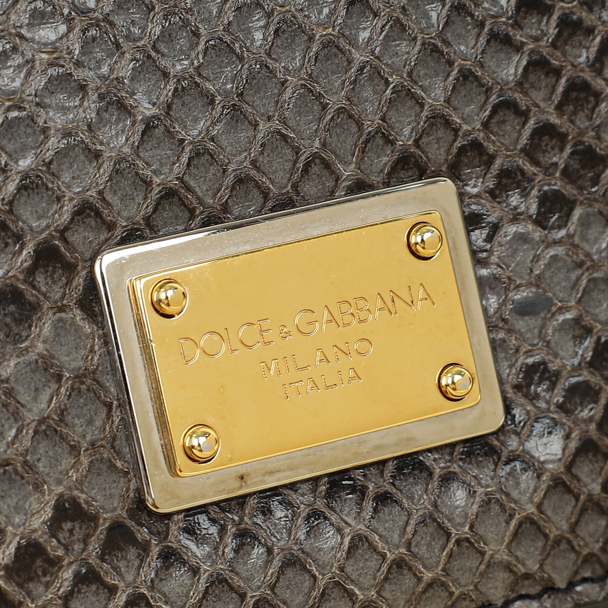 Dolce & Gabbana Dark Grey Python  Sicily Medium Bag