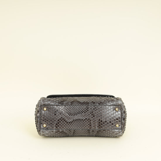 Dolce & Gabbana Dark Grey Python  Sicily Medium Bag