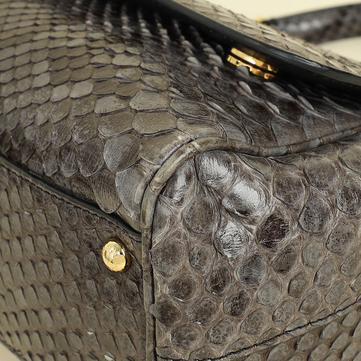 Dolce & Gabbana Dark Grey Python  Sicily Medium Bag
