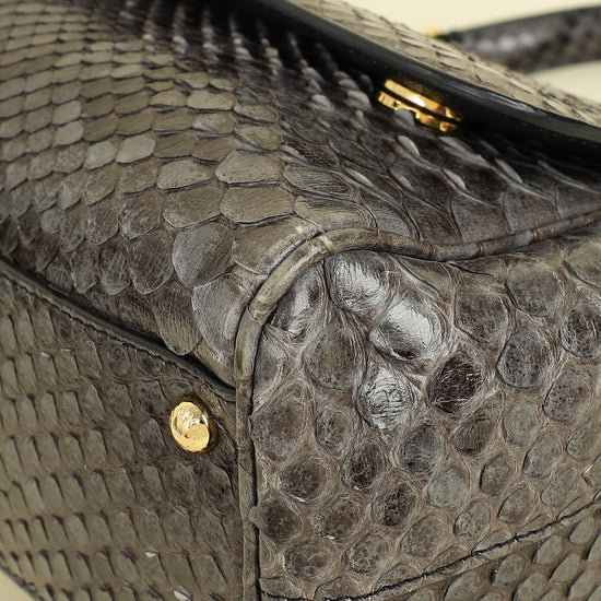 Dolce & Gabbana Dark Grey Python  Sicily Medium Bag