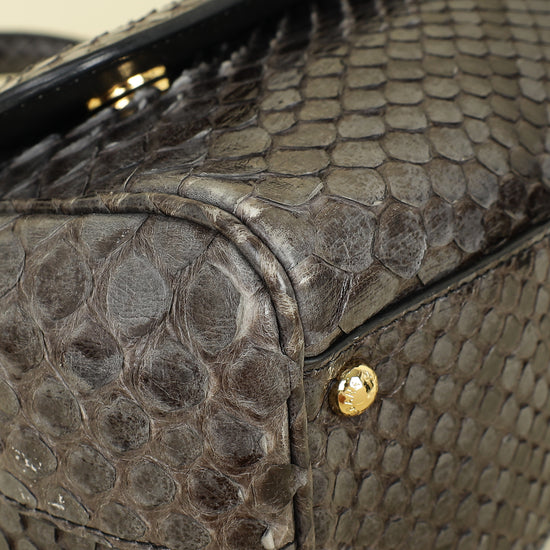 Dolce & Gabbana Dark Grey Python  Sicily Medium Bag