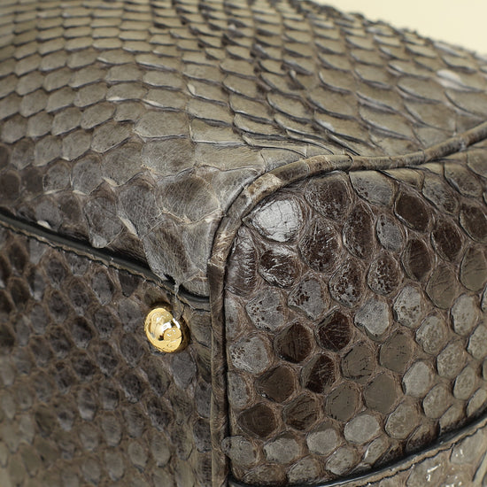 Dolce & Gabbana Dark Grey Python  Sicily Medium Bag