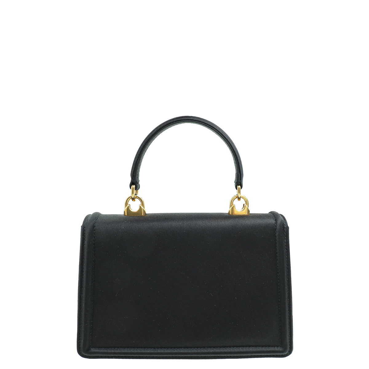 Dolce & Gabbana Black Satin Devotion Top Handle Small Bag