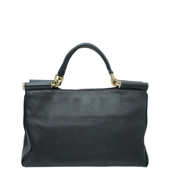 Dolce & Gabbana Black Sicily Shopper Large Bag