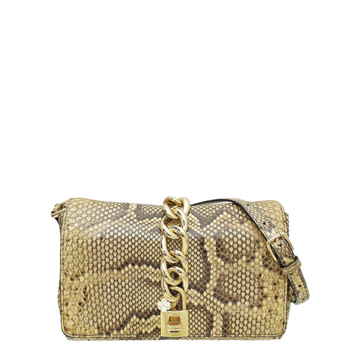 Dolce & Gabbana Bicolor Python Chain Padlock Flap Bag-Dolce & Gabbana-THE CLOSET