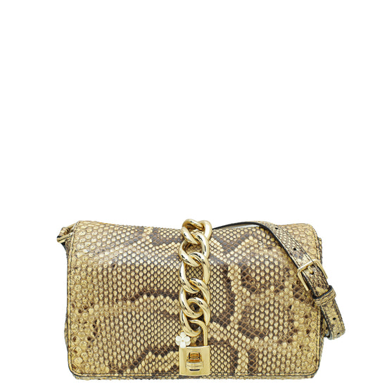 Dolce & Gabbana Bicolor Python Chain Padlock Flap Bag