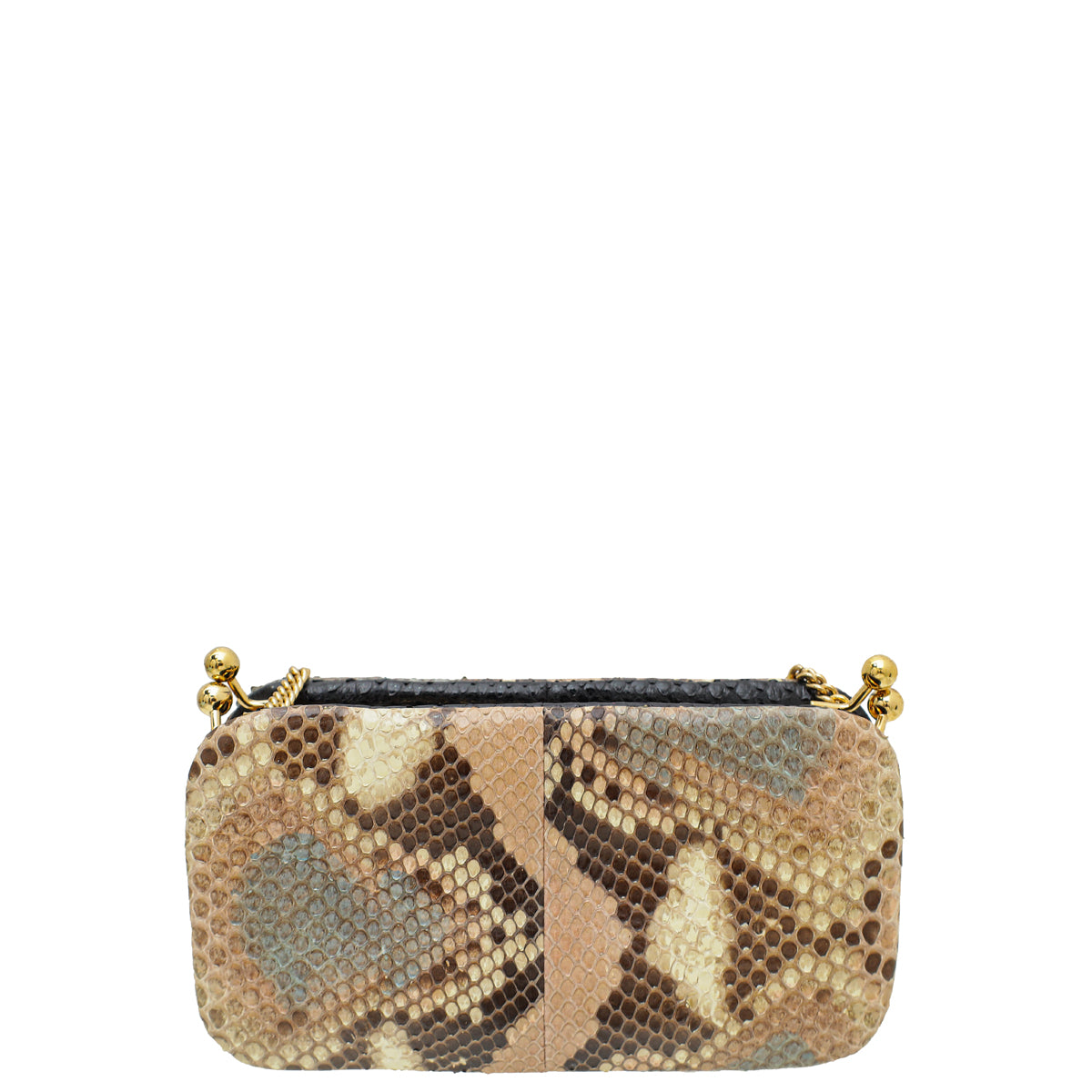 Dolce & Gabbana Multicolor Python Kiss Lock Chain Clutch-Dolce & Gabbana-THE CLOSET