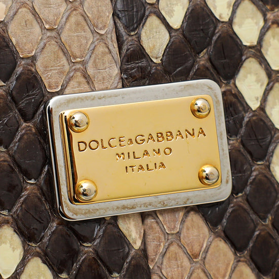 Dolce & Gabbana Multicolor Python Kiss Lock Chain Clutch
