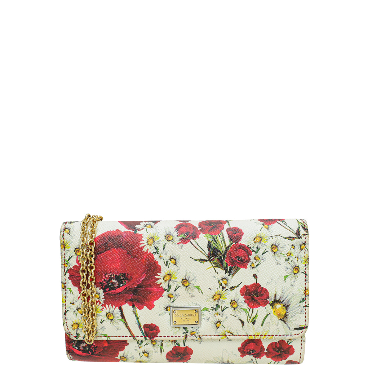 Dolce & Gabbana Mulitcolor Floral Print Trifold Wallet on Chain-Dolce & Gabbana-THE CLOSET