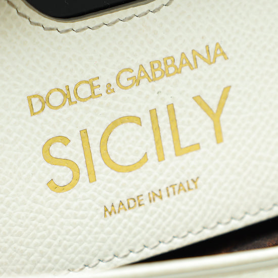 Dolce & Gabbana White Dauphine Sicily Small Flap Bag