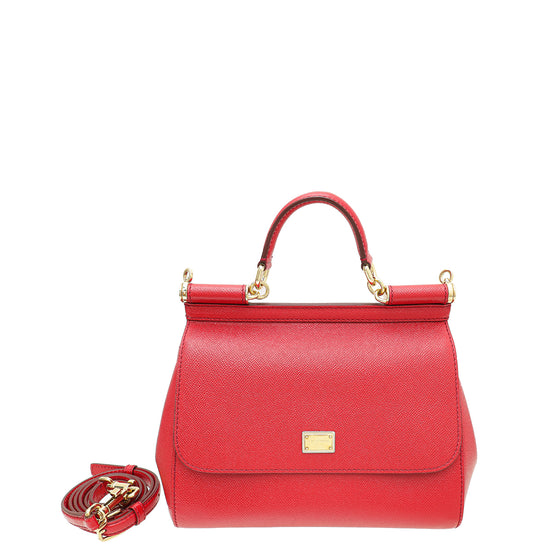 Dolce & Gabbana - Sicily Medium Dauphine Leather Red