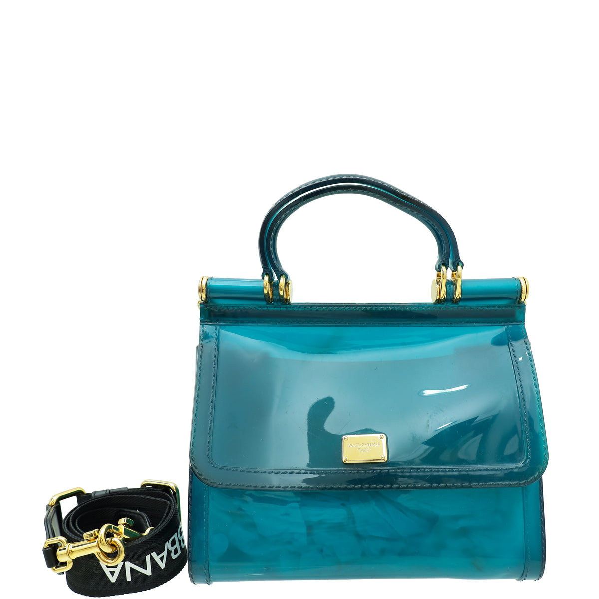 Dolce & Gabbana Teal PVC Rubber Sicily Flap Bag-Dolce & Gabbana-THE CLOSET