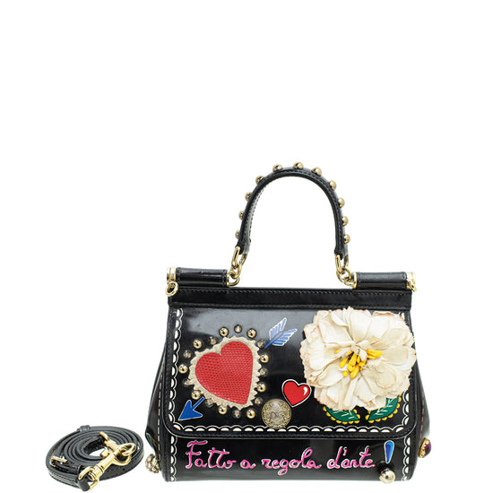 Dolce & Gabbana Black Sicily You Make Me Love You Small Bag