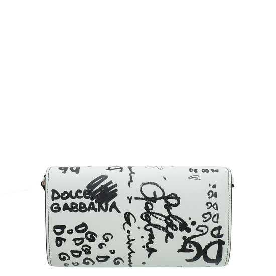 Dolce & Gabbana White Graffiti Flap Shoulder Bag