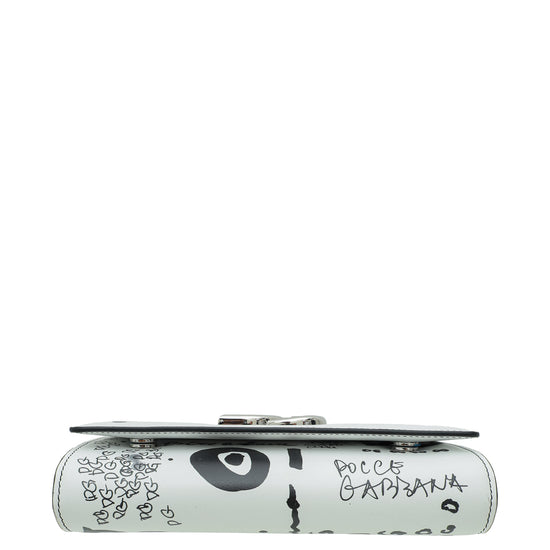 Dolce & Gabbana White Graffiti Flap Shoulder Bag