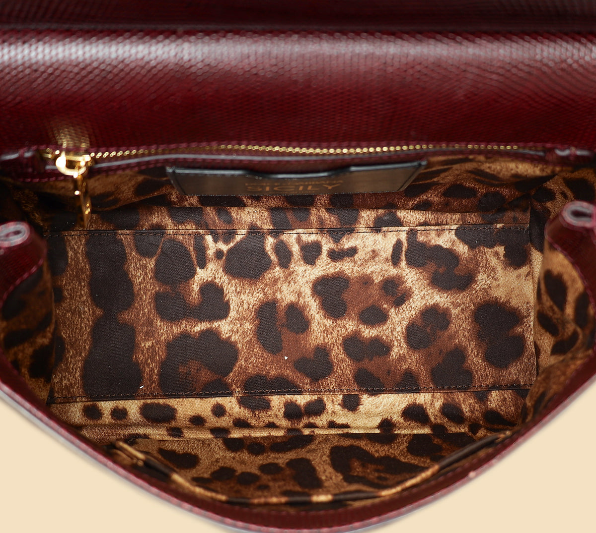 Dolce & Gabbana Bordeaux Lizard Embossed Sicily Medium Bag-Dolce & Gabbana-THE CLOSET