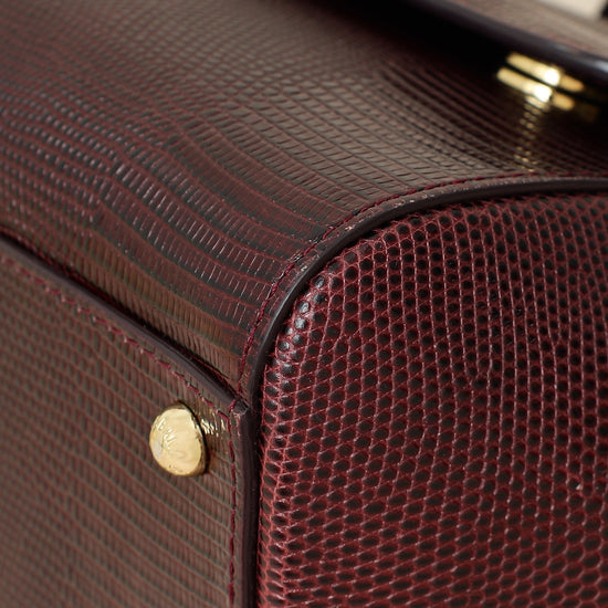 Dolce & Gabbana Bordeaux Lizard Embossed Sicily Medium Bag-Dolce & Gabbana-THE CLOSET