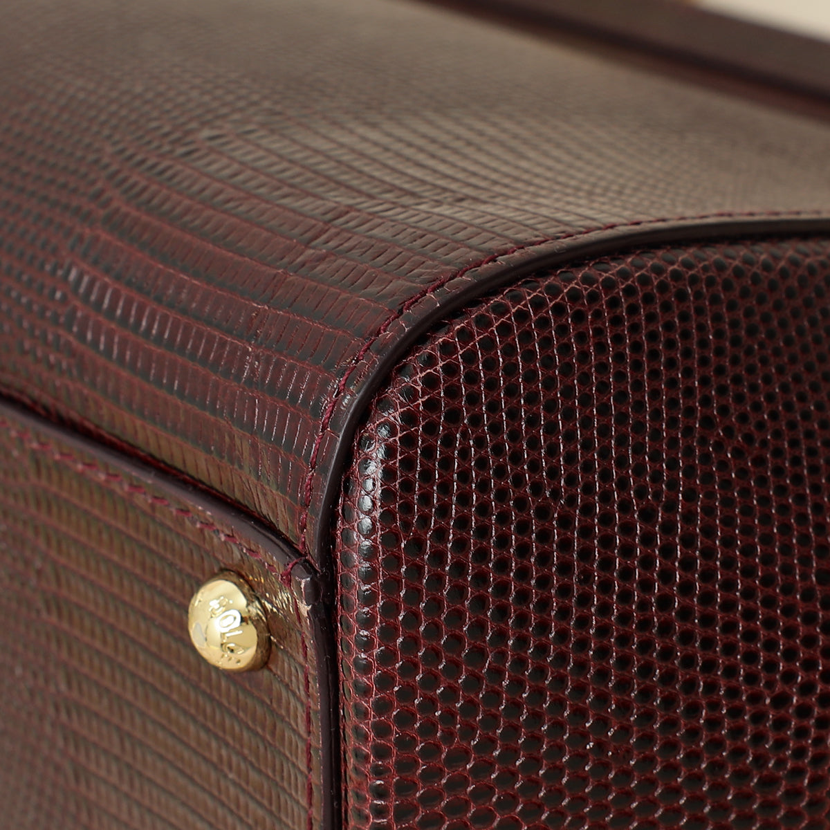 Dolce & Gabbana Bordeaux Lizard Embossed Sicily Medium Bag-Dolce & Gabbana-THE CLOSET