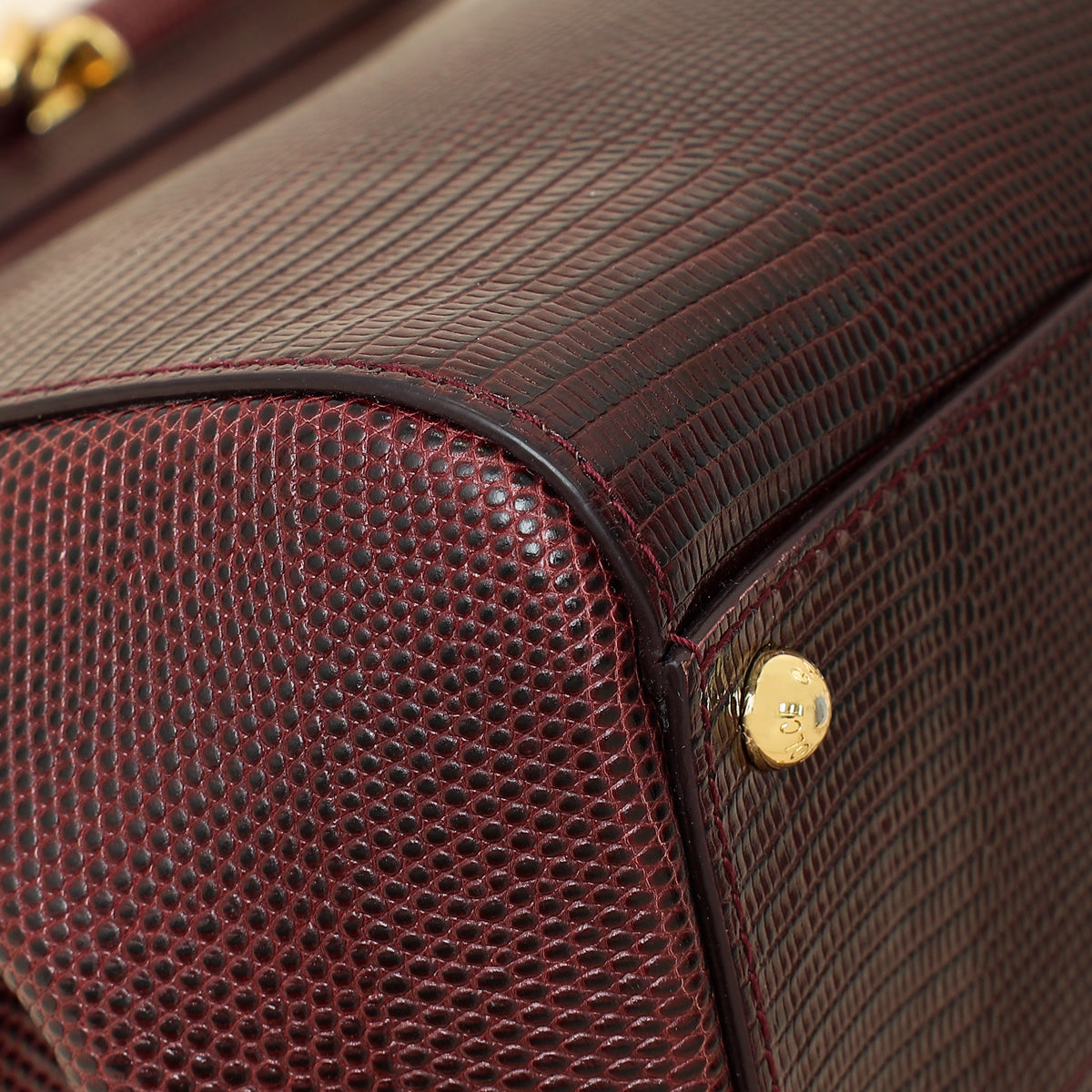 Dolce & Gabbana Bordeaux Lizard Embossed Sicily Medium Bag-Dolce & Gabbana-THE CLOSET