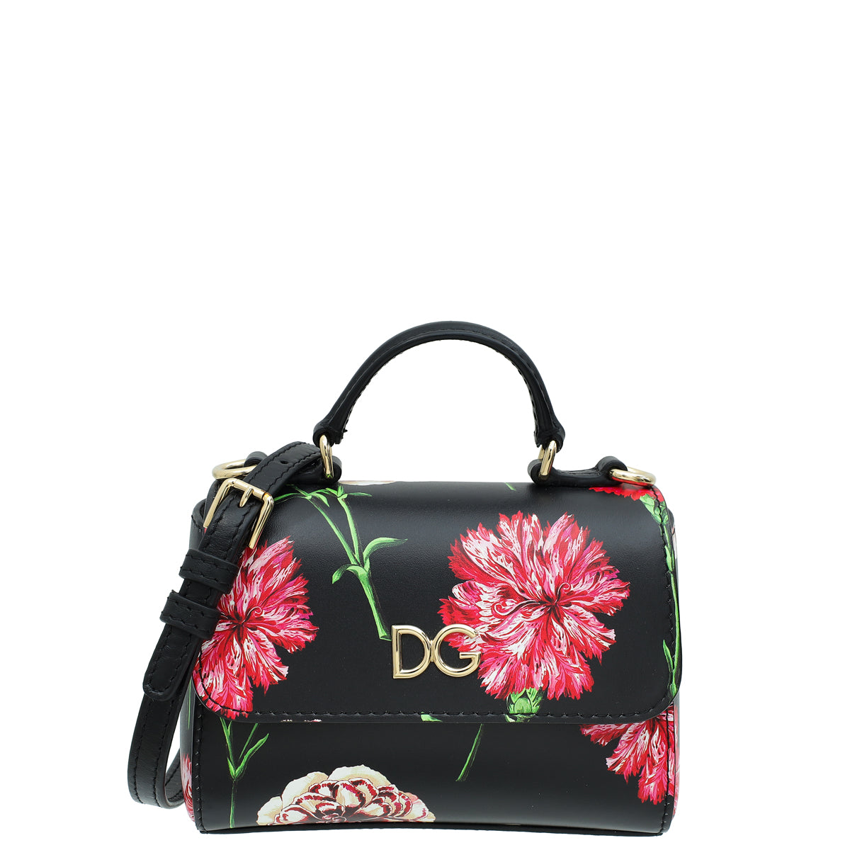 Dolce & Gabbana Black Multicolor DG Floral Print Top Handle Bag-Dolce & Gabbana-THE CLOSET