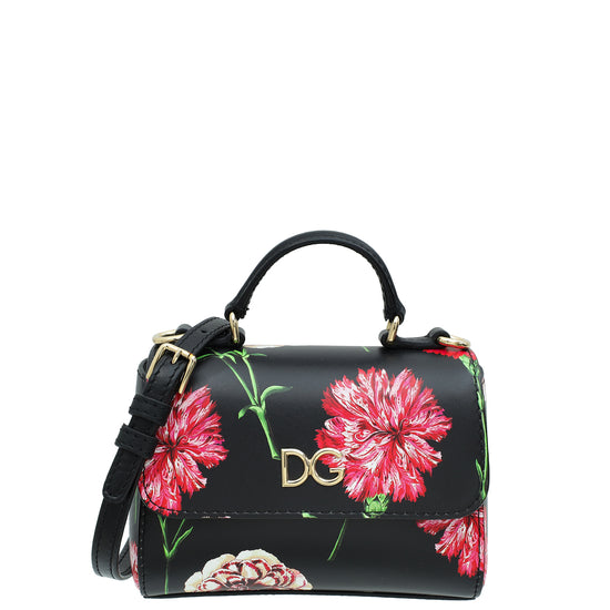 Dolce & Gabbana Black Multicolor DG Floral Print Top Handle Bag-Dolce & Gabbana-THE CLOSET