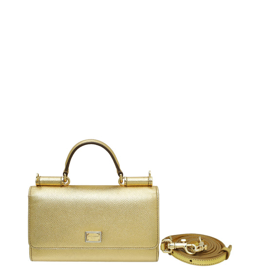 Dolce & Gabbana Metallic Gold Miss Sicily Von Phone Bag