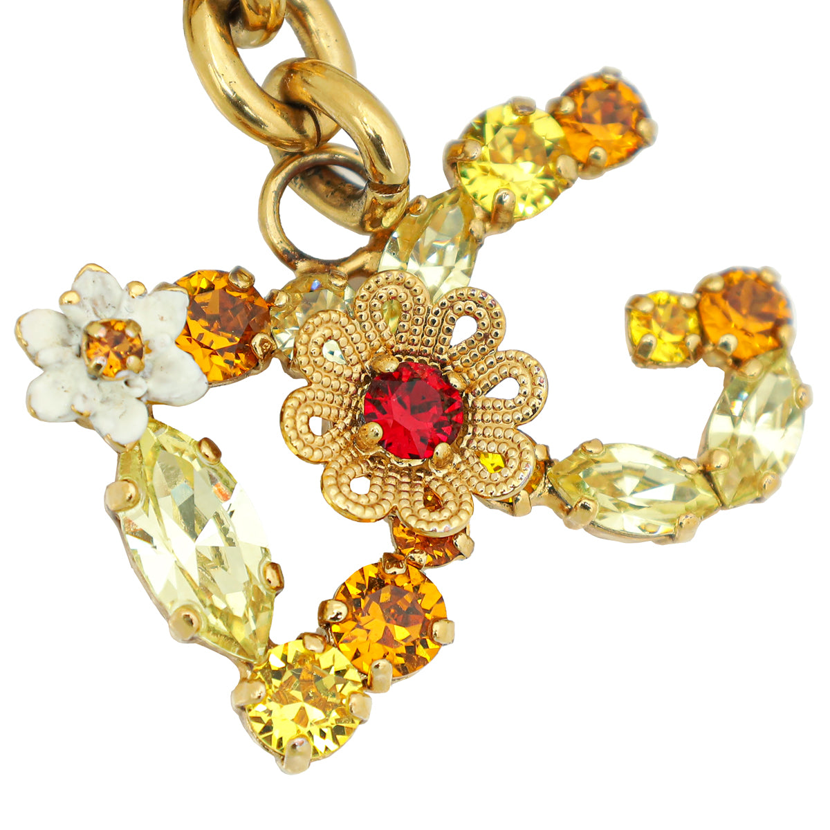 Dolce & Gabbana Yellow DG Crystal Bag Charm Key Holder