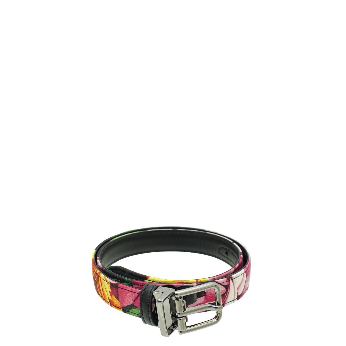 Dolce & Gabbana Multicolor Black Floral Fabric Buckle Belt 32-Dolce & Gabbana-THE CLOSET
