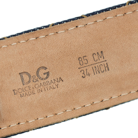 Dolce & Gabbana Blue Denim Quilted Logo Belt 34